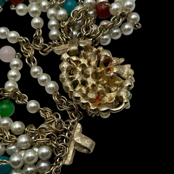 Fabulous Vintage Multi Strand Faux Pearl Lucite Bead Necklace - Picture 8 of 8